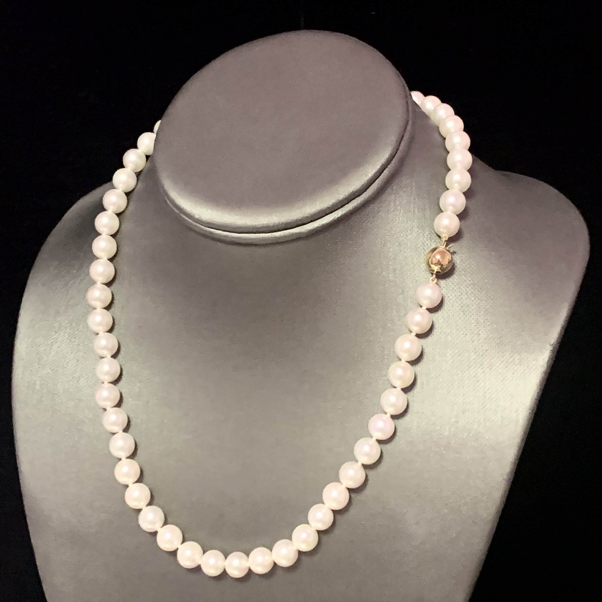 Akoya Pearl Necklace 14k Gold 18" 8.0 mm Certified $3,990 113095 - Certified Fine Jewelry