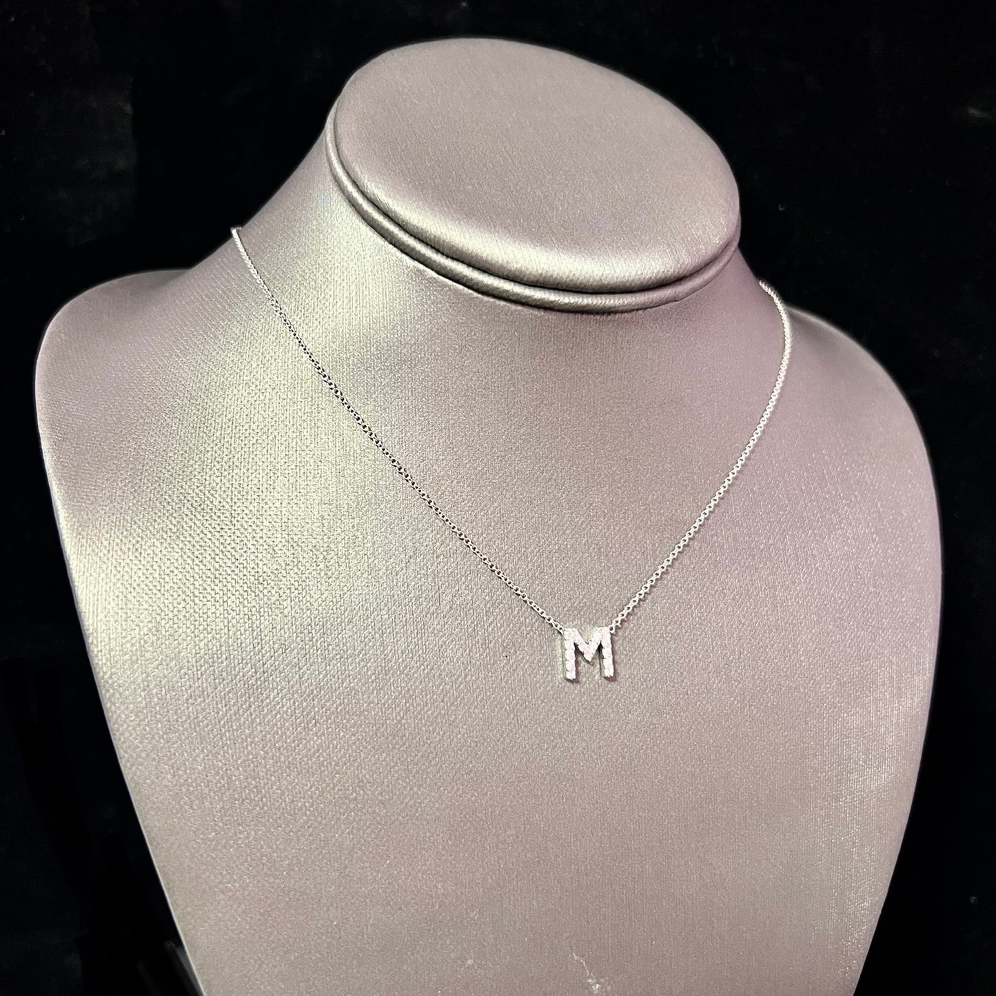 Diamond Letter "M" Pendant Necklace 18" 14k Gold 0.19 TCW Certified $1,950 121278 - Certified Fine Jewelry