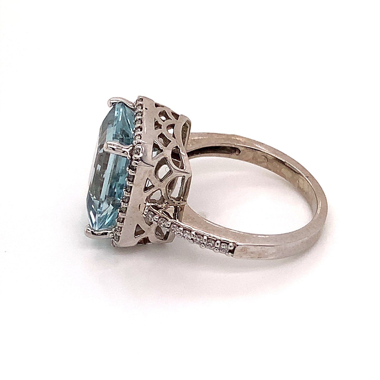 Aquamarine Diamond Ring 14k Gold Size 6.5, 6 TCW Certified $6,950 121105 - Certified Estate Jewelry