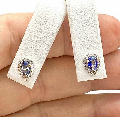 Diamond Sapphire Earrings 18k Gold Stud .60 CTW Certified $2,295 921738 - Certified Estate Jewelry
