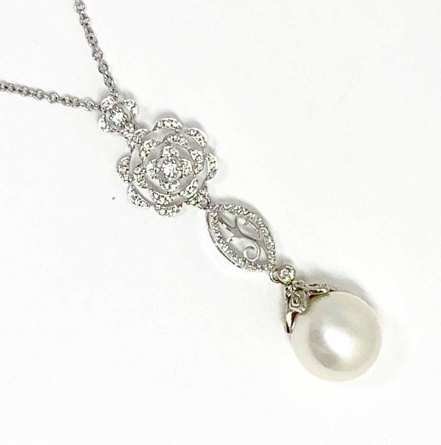 Diamond South Sea Pearl Necklace 14k Gold 12.85 mm 19.75" Certified $3,950 822599 - Certified Fine Jewelry