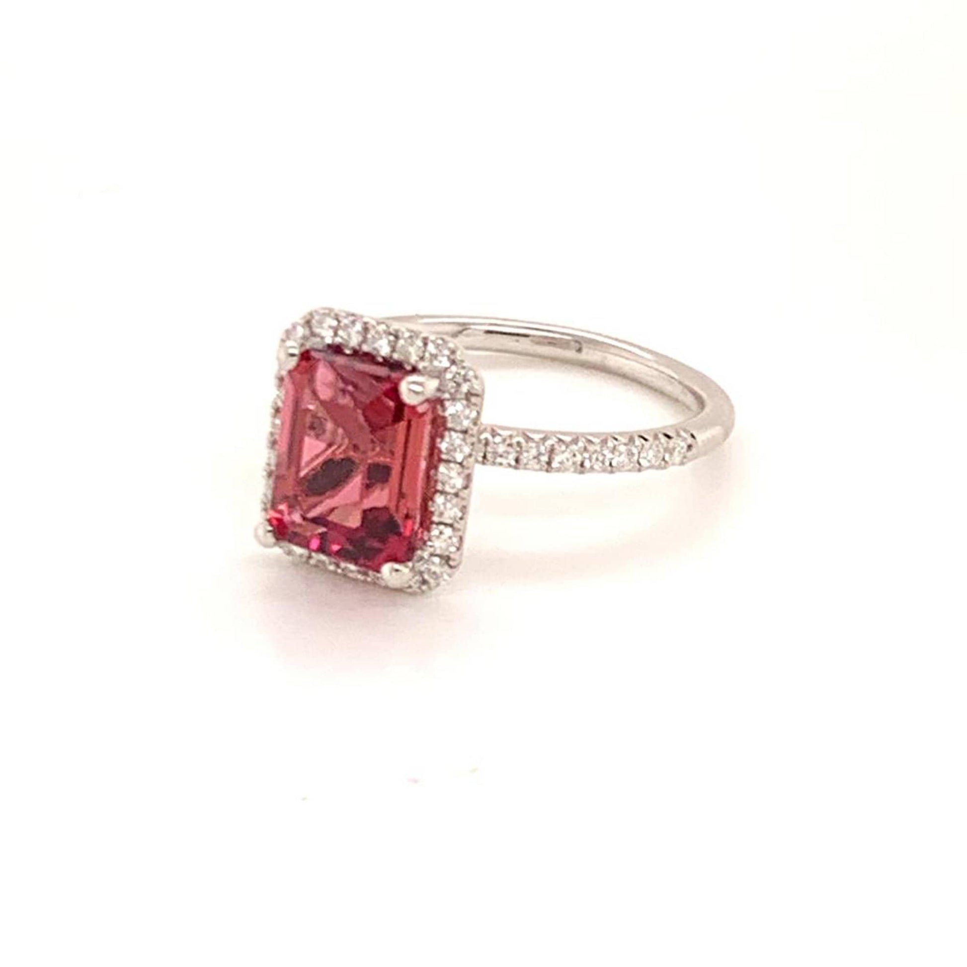 Diamond Rubellite Ring 18k Gold 3.11 TCW Women Certified $3,950 913131 - Certified Estate Jewelry