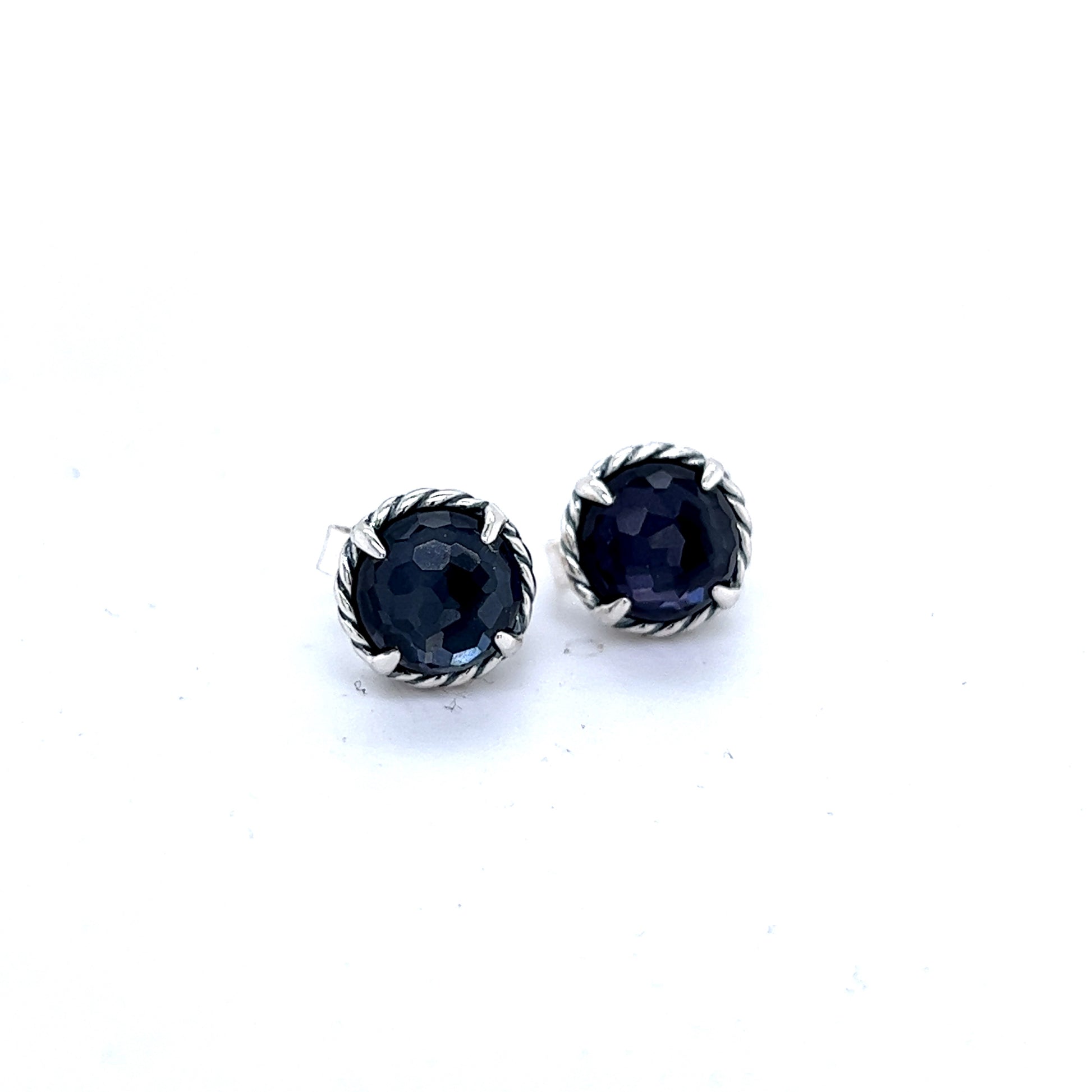 David Yurman Estate Black Orchid Petite Chantelaine Stud Earrings Silver DY160 - Certified Fine Jewelry