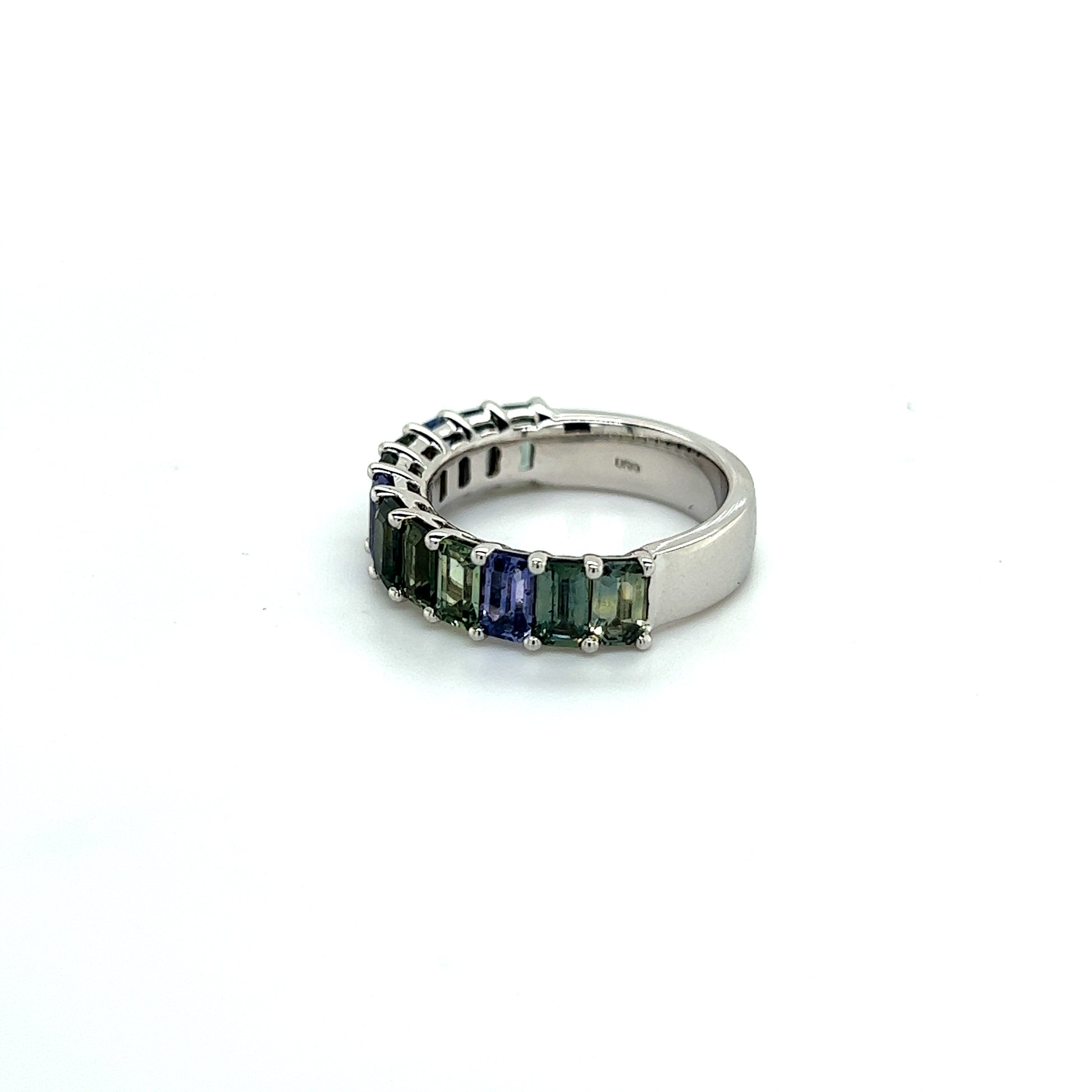 Natural Multicolored Sapphire Ring Size 6.5 14k W Gold 5.76 TCW Certified $3,950 217063