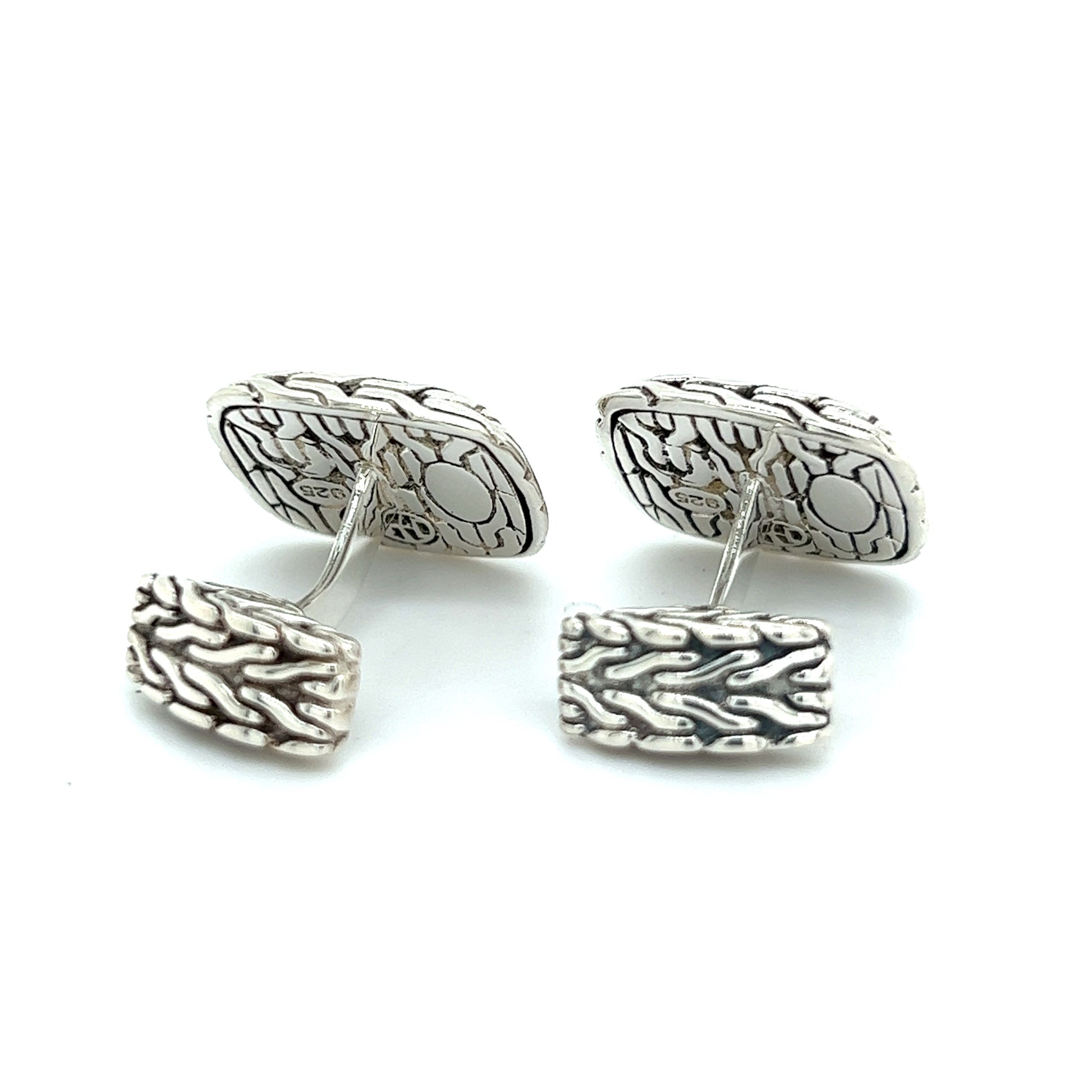 John Hardy Estate Men Hammered and Chain Link Cufflinks Sterling Silver JH11 - Certified Fine Jewelry