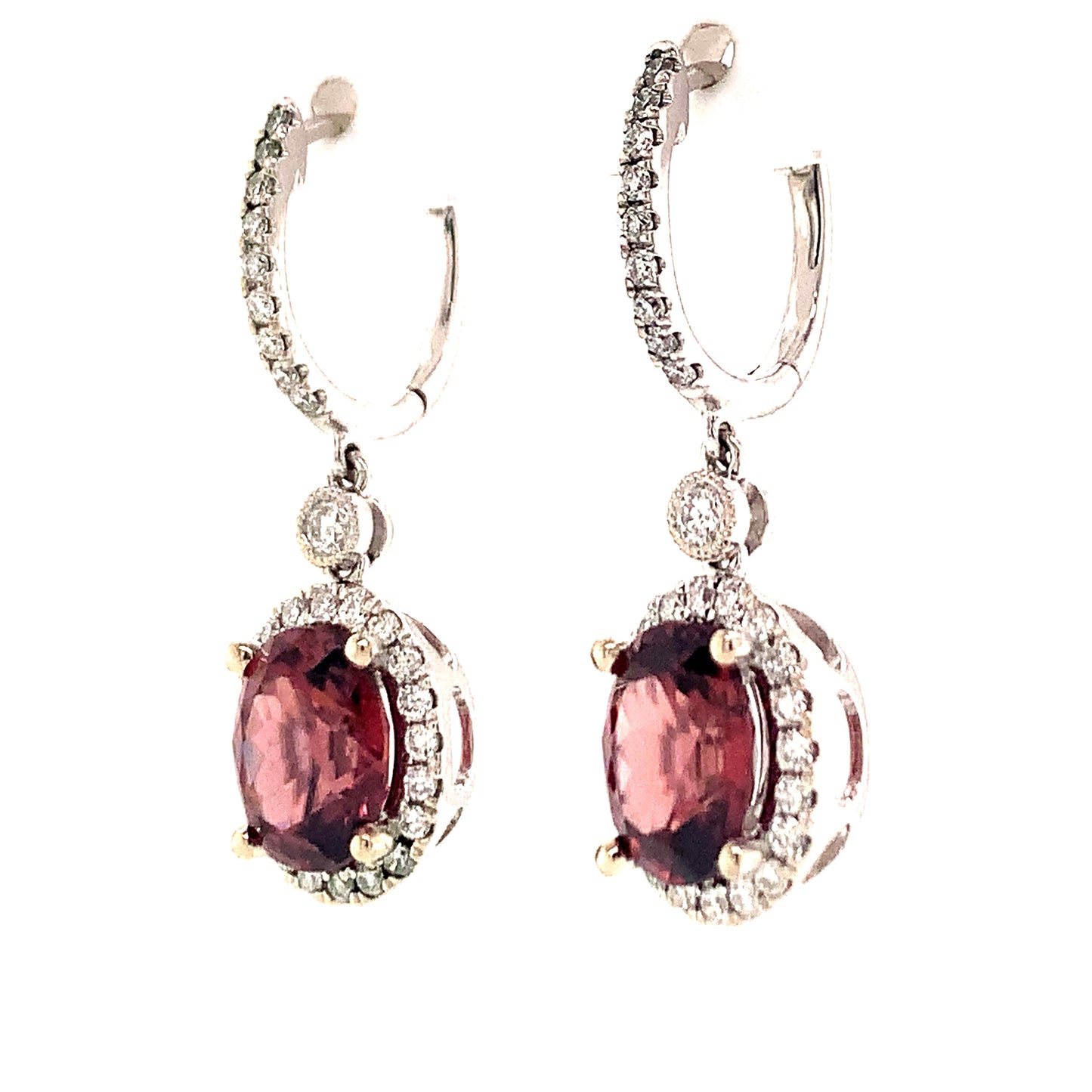 Natural Tourmaline Rubellite Diamond Earrings 18k Gold 6.62 TCW Certified $6,950 017705 - Certified Estate Jewelry