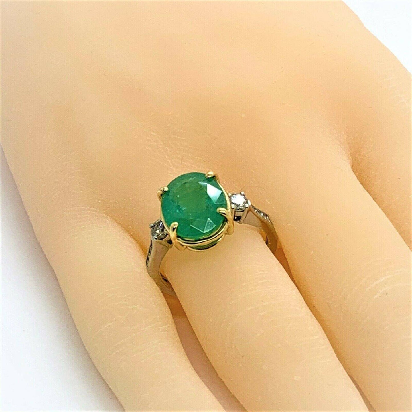 Diamond Emerald Ring 14k Gold 6.65 TCW Women Certified $5,950 915309 - Certified Estate Jewelry