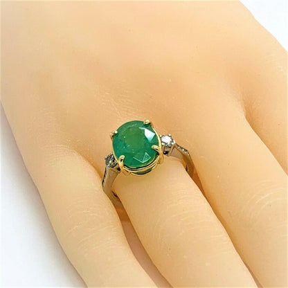 Diamond Emerald Ring 14k Gold 6.65 TCW Women Certified $5,950 915309 - Certified Estate Jewelry