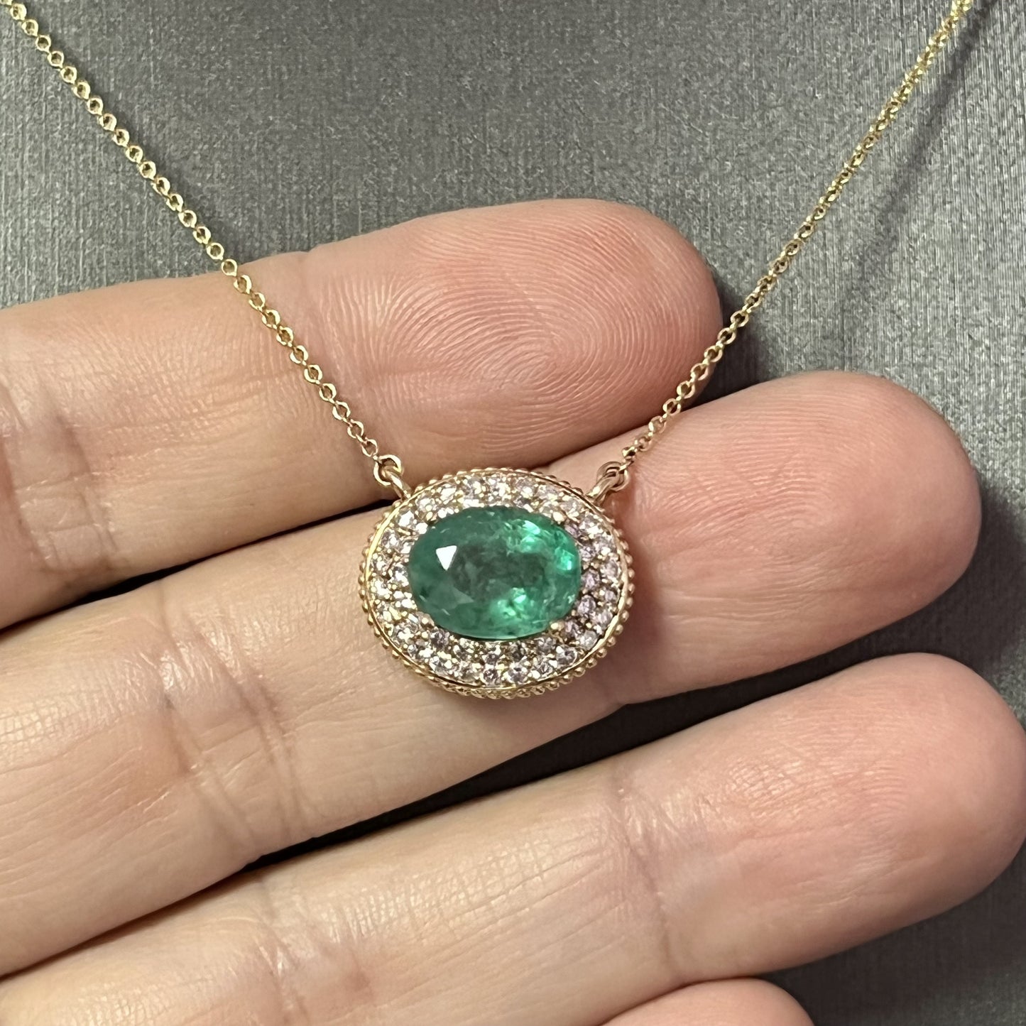 Natural Emerald Diamond Necklace 18" 14k Gold 6.29 TCW Certified $6,950 213253