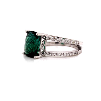 Natural Tourmaline Diamond Ring 14k WG 3.33 TCW Certified $4,950 111876 - Certified Estate Jewelry