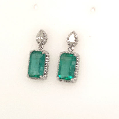 Natural Emerald Diamond Earrings 14k Gold 6.59 TCW Certified $7,950 118926