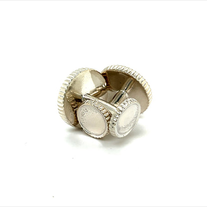 Tiffany & Co Estate Ridged Cufflinks Sterling Silver TIF293 - Certified Fine Jewelry