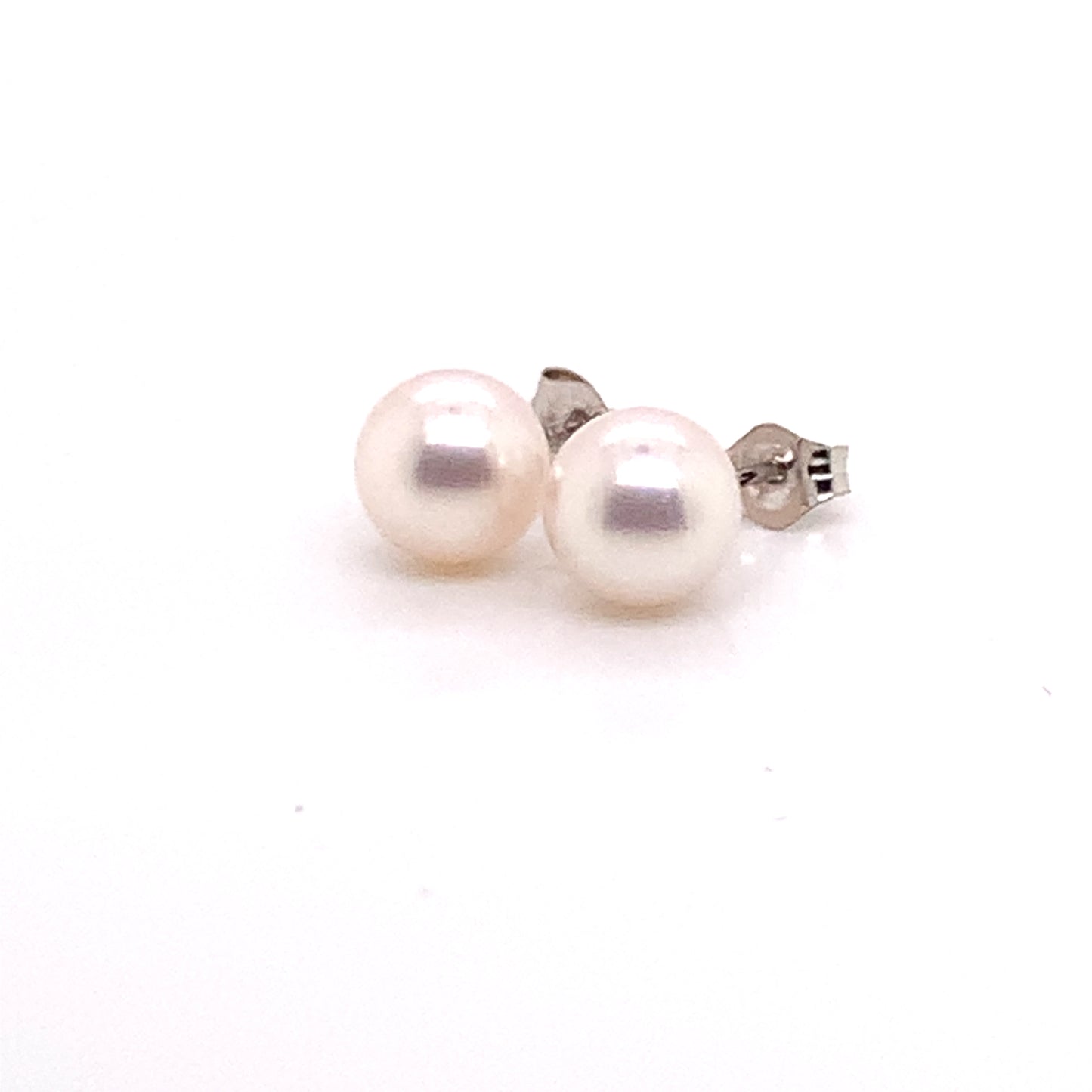 Akoya Pearl Earrings 14k White Gold 7.47 mm Certified $699 015872 - Certified Estate Jewelry