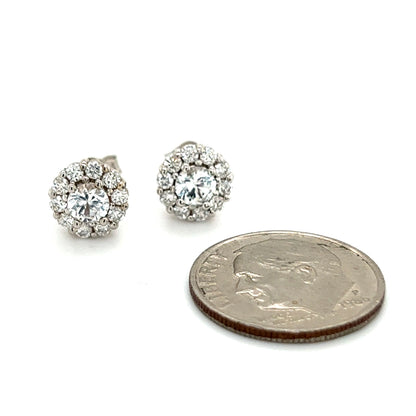 Natural Sapphire Diamond Earrings 14k Gold 1.25 TCW Certified $3,950 215096 - Certified Estate Jewelry