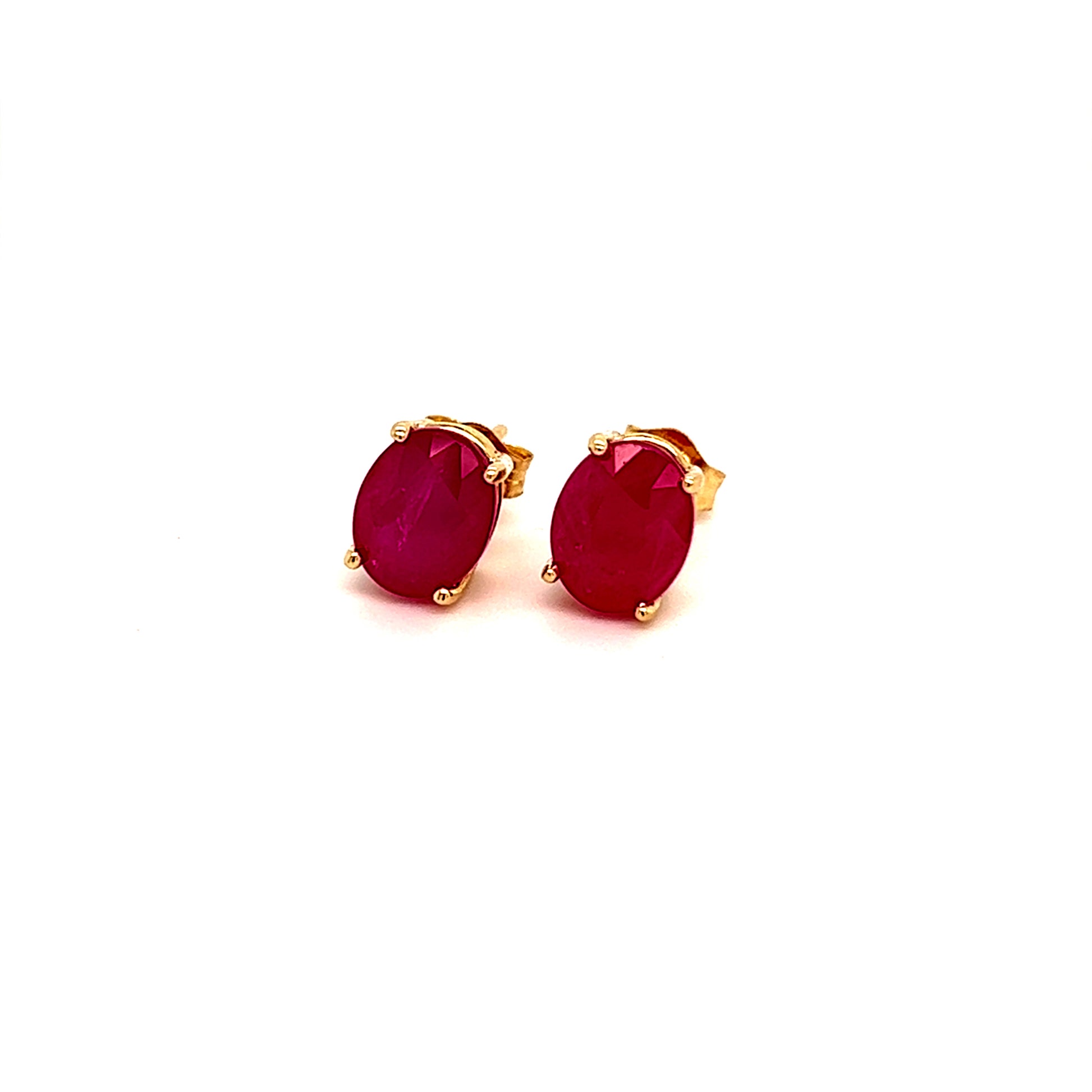 Oval Shape Ruby Stud Earrings 14k Y Gold 4.03 TCW Certified $3,590 211163 - Certified Fine Jewelry