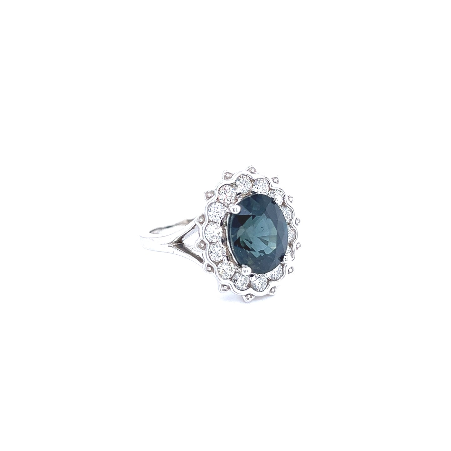 Natural Sapphire Diamond Ring Size 7 14k W Gold 5.81 TCW Certified $6,975 216685