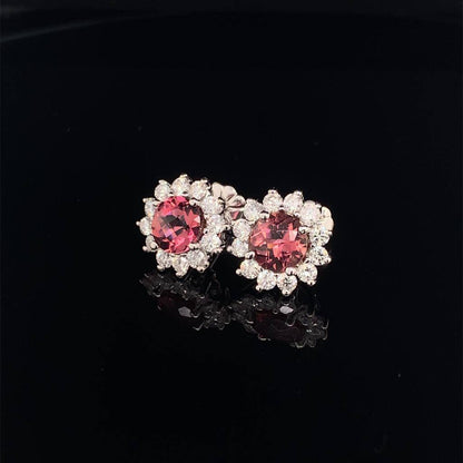 Rubellite Tourmaline Diamond Earrings 14k WG 2.55 TCW Certified $4,950 017969 - Certified Estate Jewelry