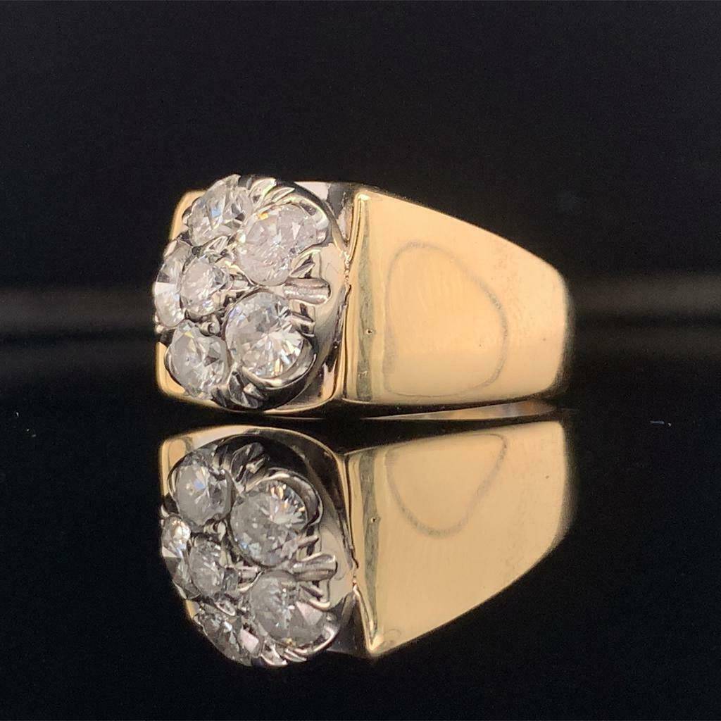 Diamond Ring Unisex 14 KT Yellow & White Gold 1.10 CT Certified $5,950 018203 - Certified Estate Jewelry