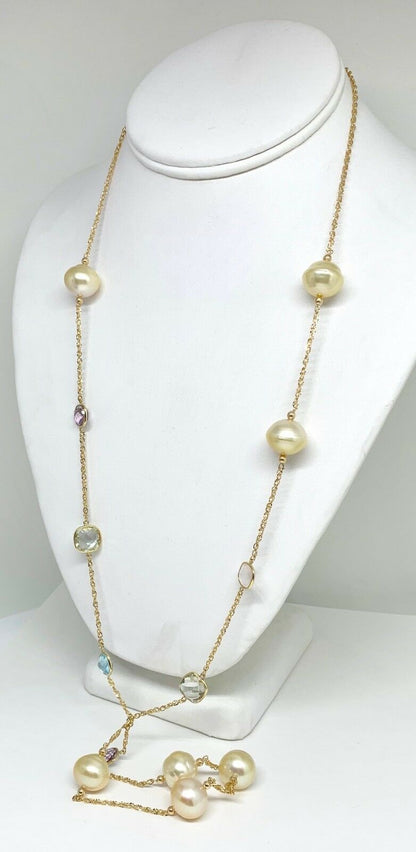 South Sea Pearl Quartz Necklace 14.30 mm 14k Gold Certified $2995 822110 - Certified Fine Jewelry