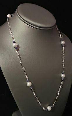 Akoya Pearl Sapphire Necklace 14k Gold 8.5 mm 21.5" Certified $2,450 721477 - Certified Fine Jewelry