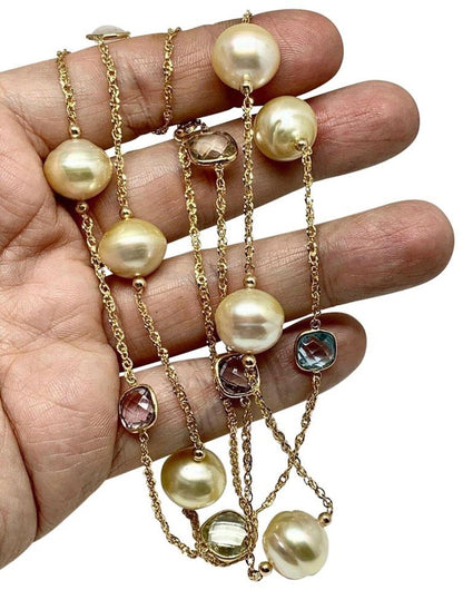 South Sea Pearl Quartz Necklace 14.30 mm 14k Gold Certified $2995 822110 - Certified Estate Jewelry