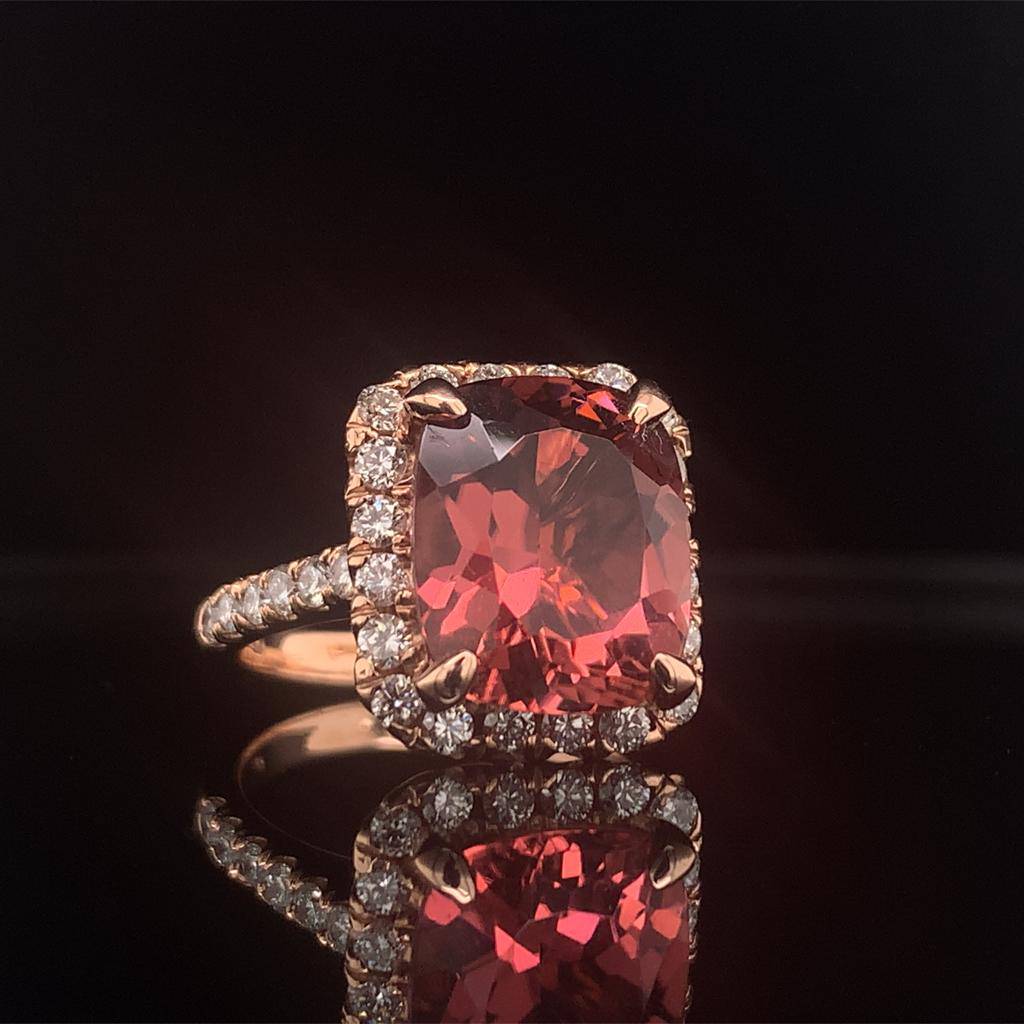 Tourmaline Rubellite Diamond Ring 14 kt 7.45 tcw Certified $6,950 013307 - Certified Estate Jewelry