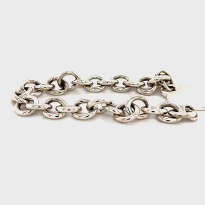 Tiffany & Co Estate Heart Charm Bracelet Sterling Silver 7.5" 35.5 Grams TIF256