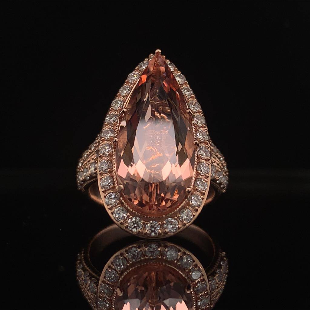 Morganite Diamond Ring 14 KT 6.91 TCW Certified $5,950 016633 - Certified Estate Jewelry