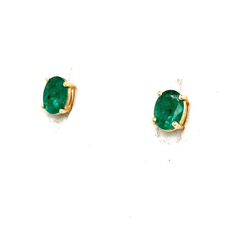 Natural Emerald Earrings 14k Yellow Gold 1.5 TCW Certified $1,895 017933 - Certified Estate Jewelry