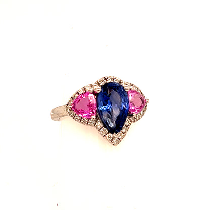 Natural Sapphire Diamond Ring Size 6.5 14k Gold 3.43 TCW Certified $7,950 215419 - Certified Estate Jewelry