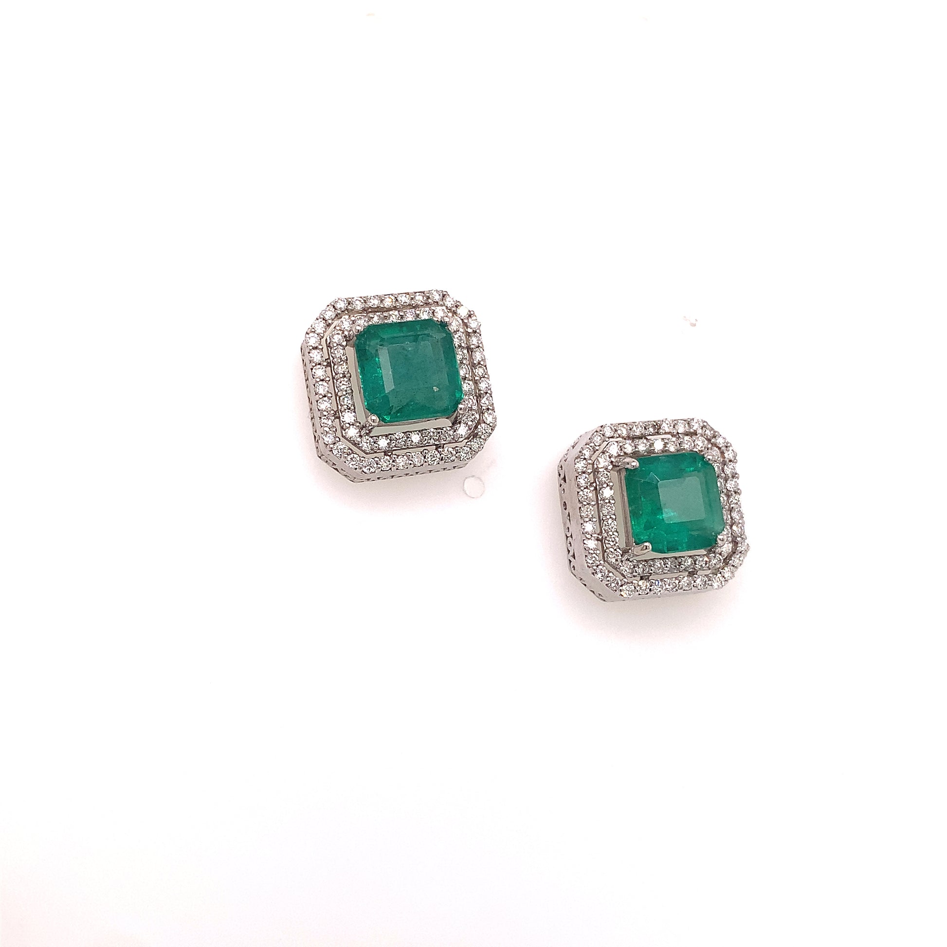 Natural Emerald Diamond Earrings 14k Gold 4.72 TCW Certified $8,950 113440