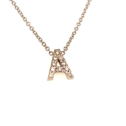 Diamond Letter "A" Pendant Necklace 18" 14k Gold 0.12 TCW Certified $1,950 121279