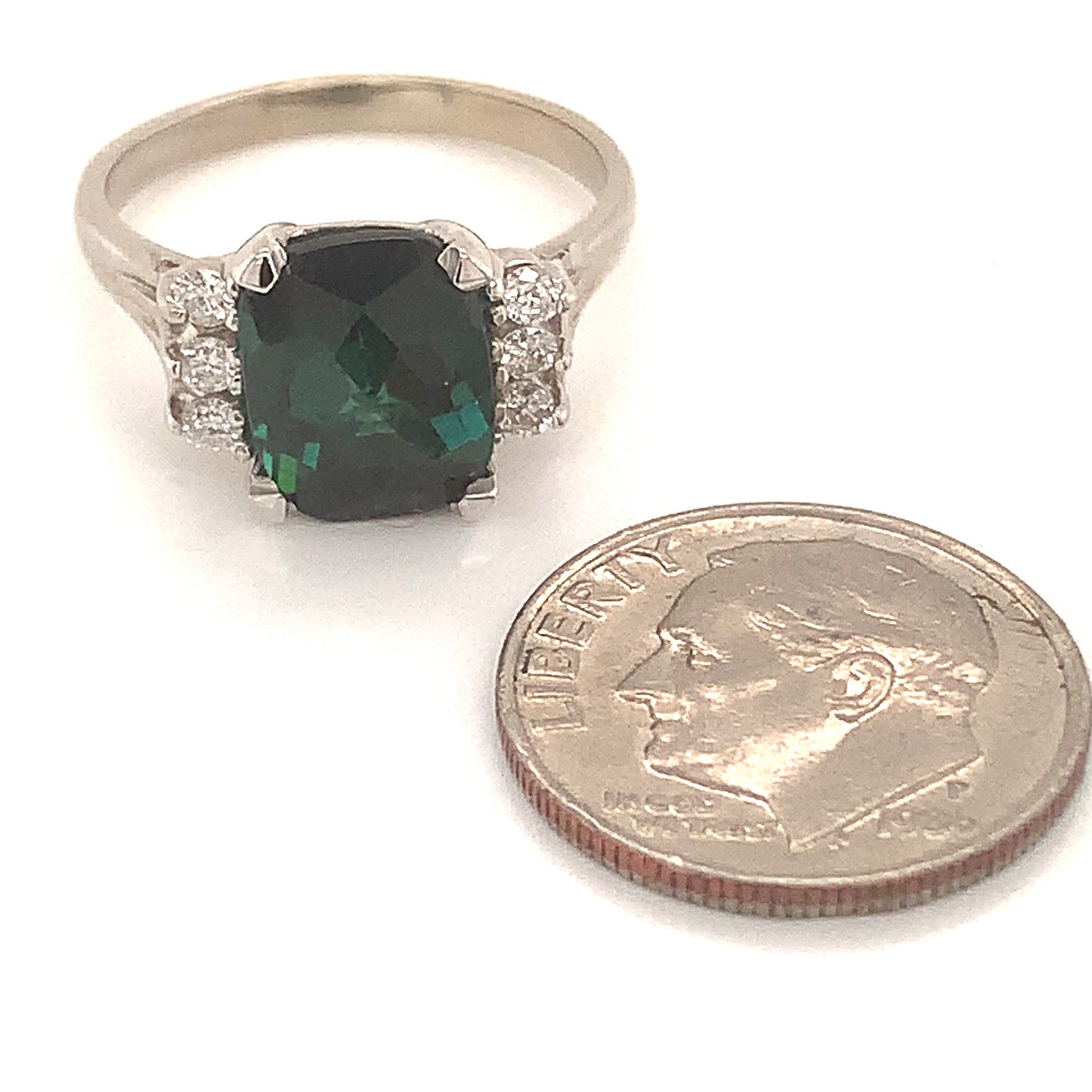 Natural Tourmaline Diamond Ring Size 6.5 14k Gold 3.5TCW Certified $4,290 121153 - Certified Estate Jewelry