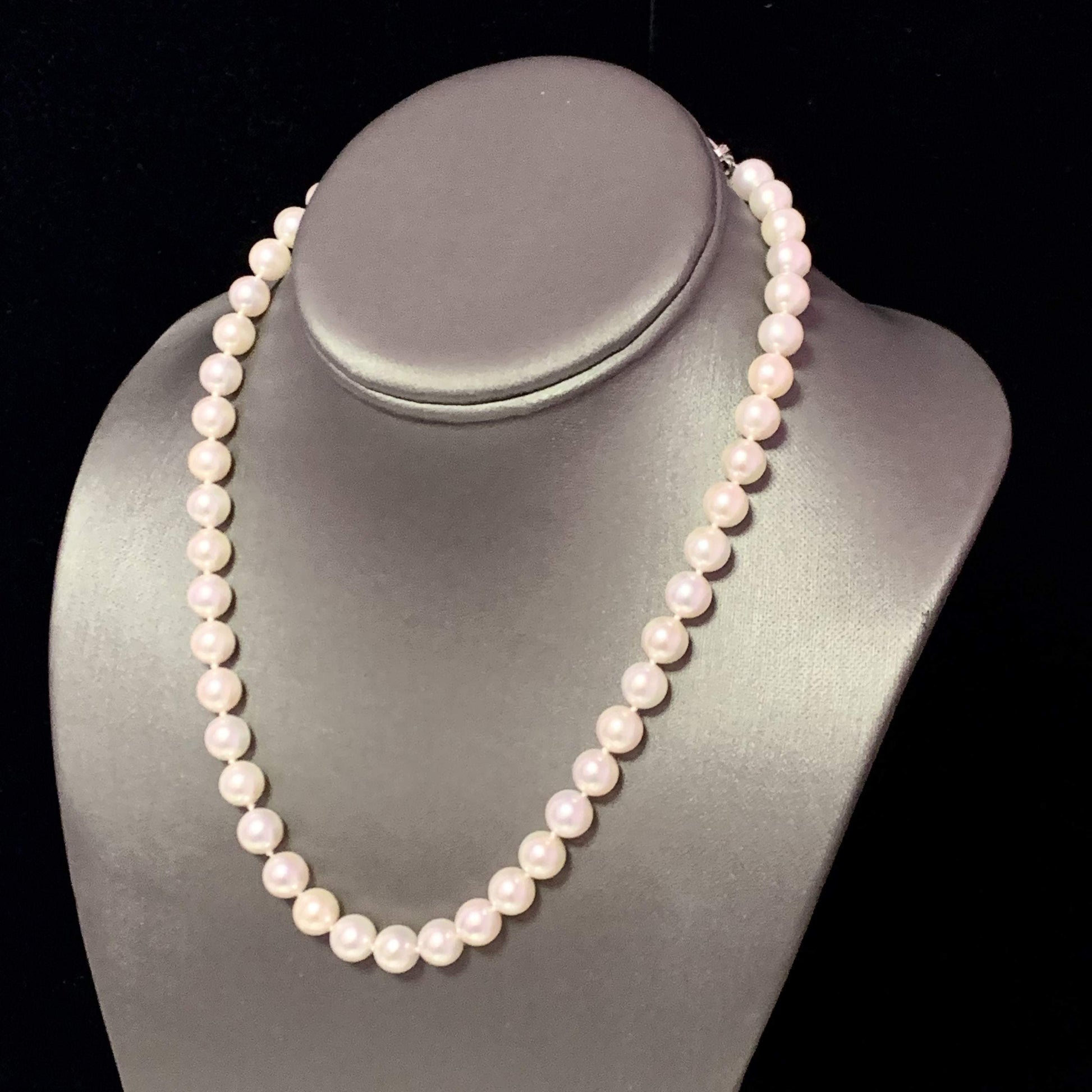 Akoya Pearl Necklace 14k White Gold 17" 8.5 mm Certified $4,990 114458 - Certified Estate Jewelry