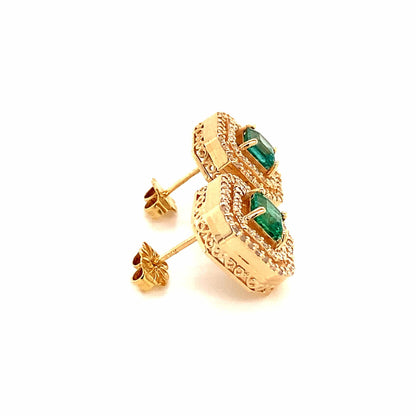Natural Emerald Diamond Earrings 14k Gold 1.52 TCW Certified $6,950 111888 - Certified Estate Jewelry