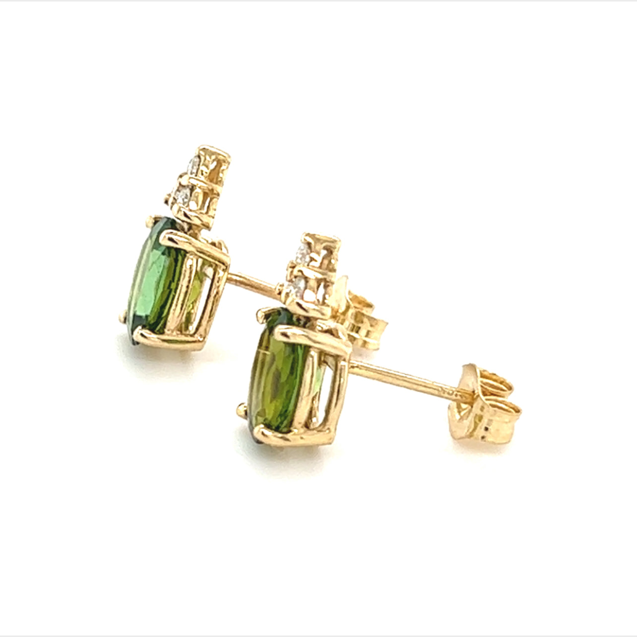 Natural Tourmaline Diamond Earrings 14k Gold 1.87 TCW Certified $2,950 210759 - Certified Estate Jewelry