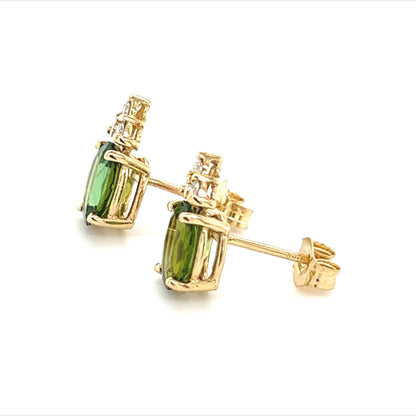 Natural Tourmaline Diamond Earrings 14k Gold 1.87 TCW Certified $2,950 210759 - Certified Estate Jewelry