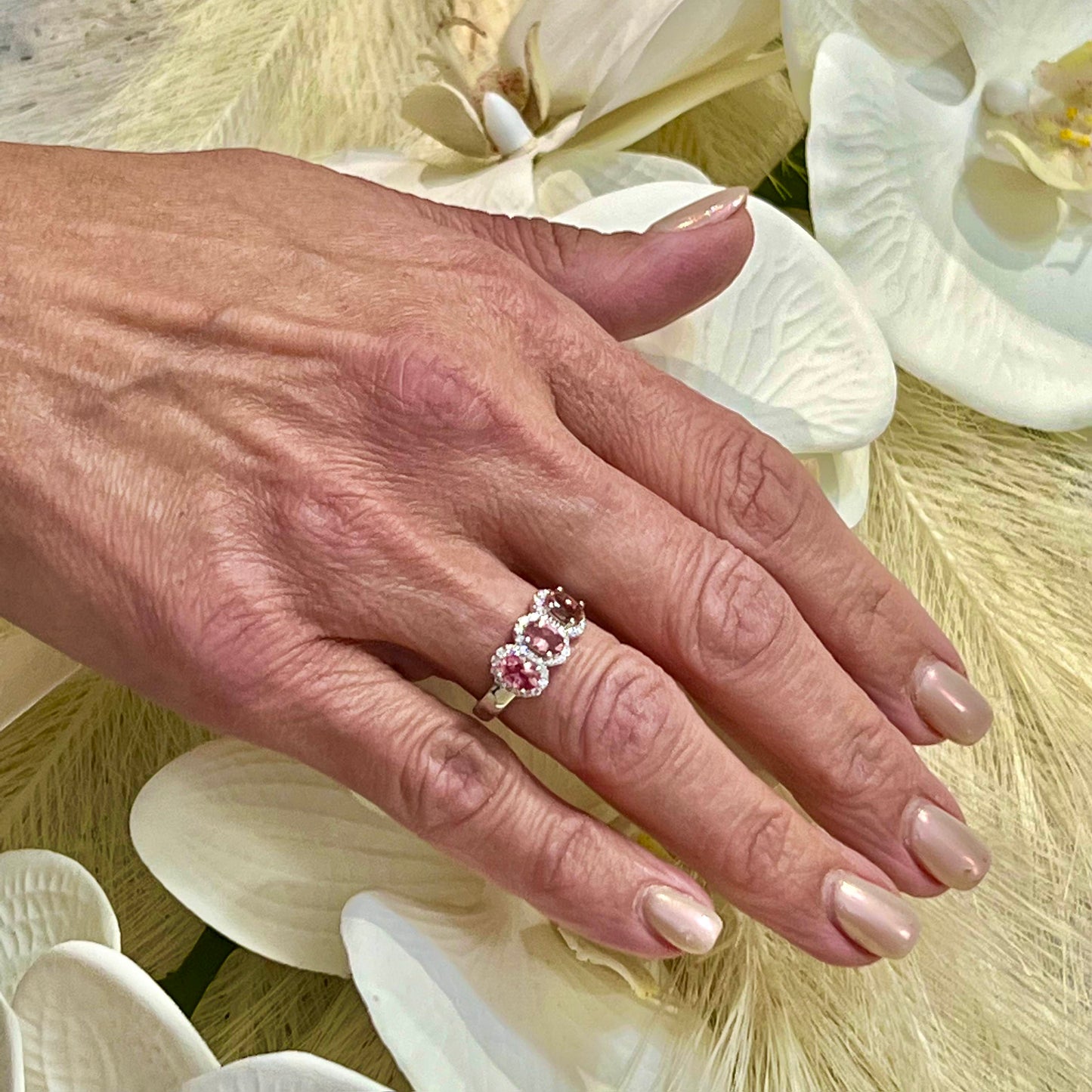 Natural Tourmaline Diamond Ring Size 7 14k W Gold 1.58 TCW Certified $4,975 218116 - Certified Fine Jewelry