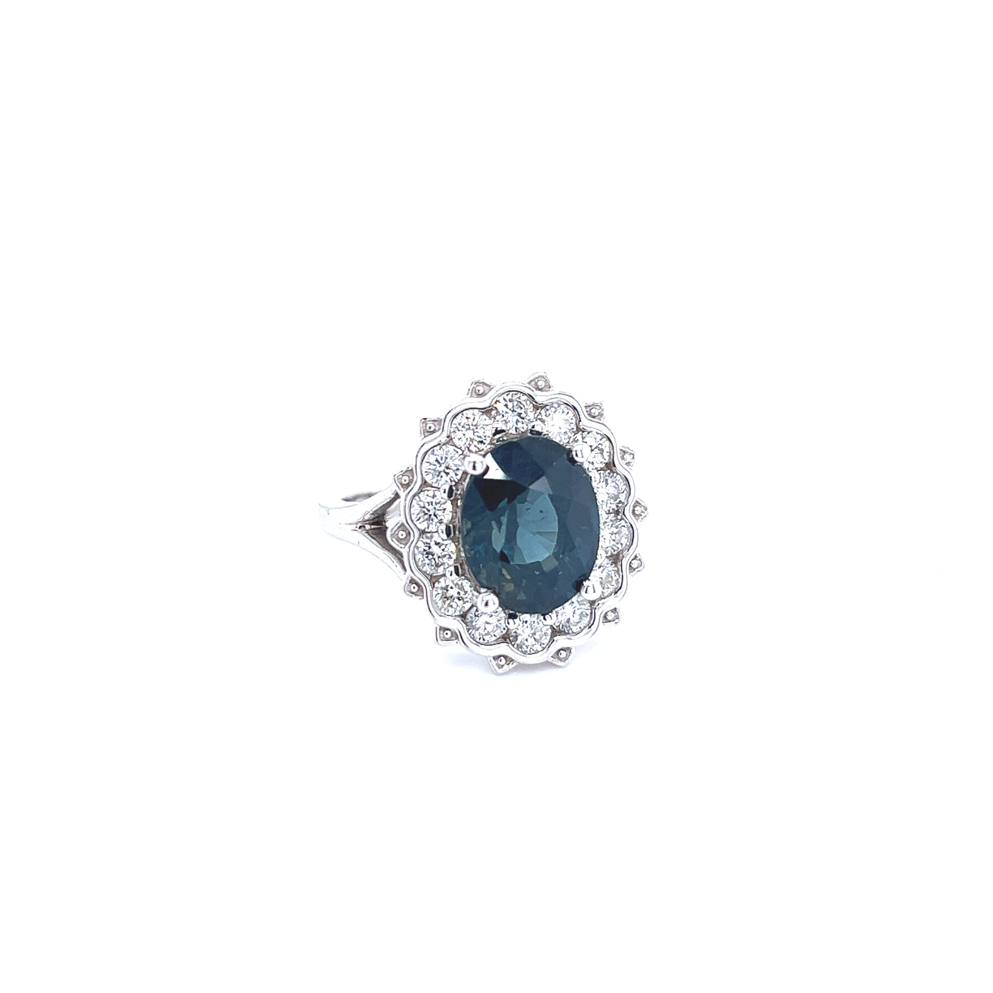 Natural Sapphire Diamond Ring Size 7 14k W Gold 5.81 TCW Certified $6,975 216685