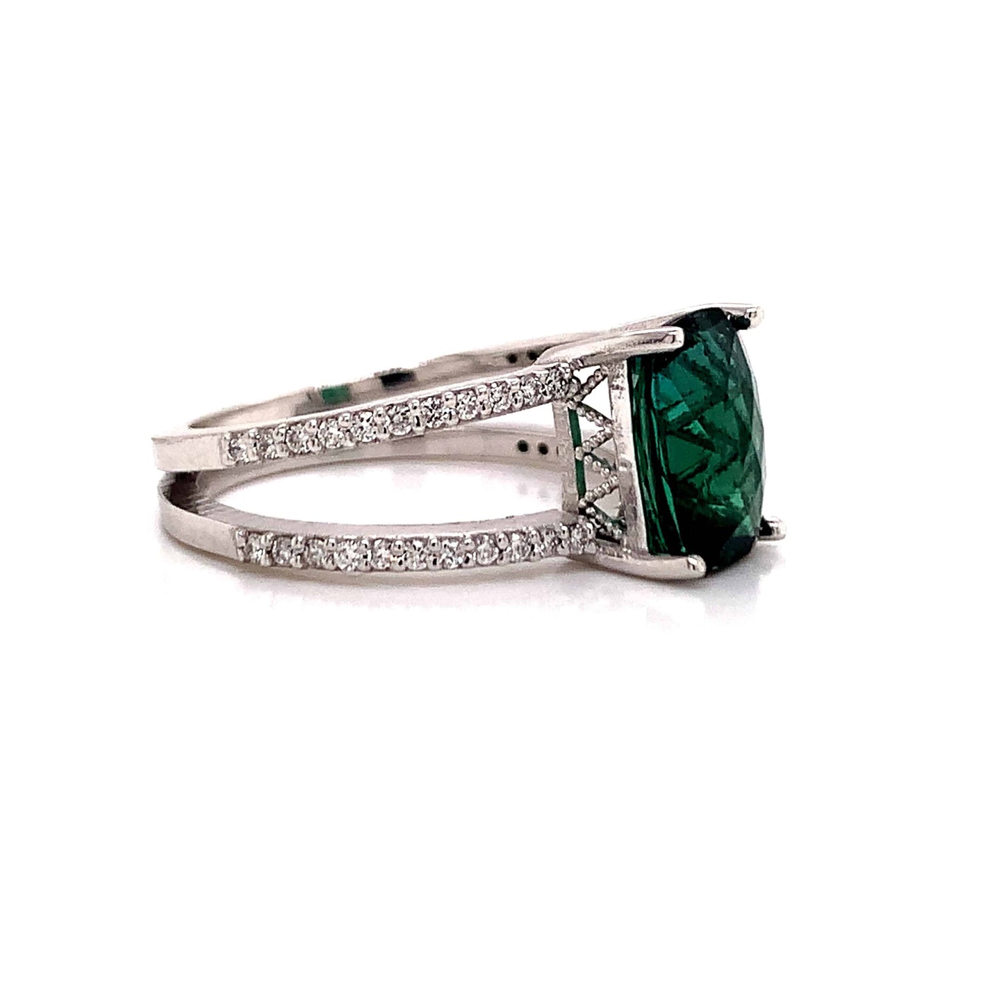 Natural Tourmaline Diamond Ring 14k WG 3.33 TCW Certified $4,950 111876 - Certified Estate Jewelry