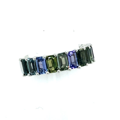 Natural Multicolored Sapphire Ring Size 6.5 14k W Gold 5.76 TCW Certified $3,950 217063 - Certified Fine Jewelry