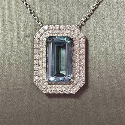 Natural Aquamarine Diamond Necklace 18k Gold 22.74 TCW Certified $14,590 121173