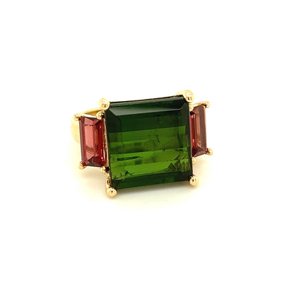 Natural Tourmaline Diamond Ring Size 7 14 Y Gold 12.25 TCW Certified $7,950 219227