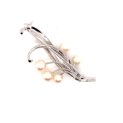 Mikimoto Estate Akoya Pearl Brooch Pin Sterling Silver 6.6mm 5.43 gr M185 - Certified Estate Jewelry