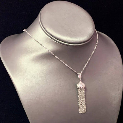 Diamond Tassel Pendant Chain Necklace 18k Gold 0.15 TCW Certified $3,950 111311 - Certified Fine Jewelry