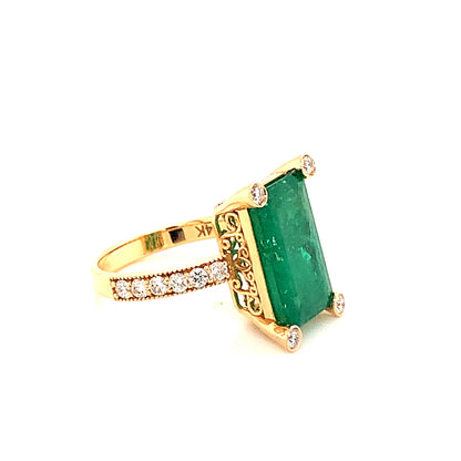 Natural Emerald Diamond Ring 14k Gold 4.37 TCW GIA Certified $6,950 111875