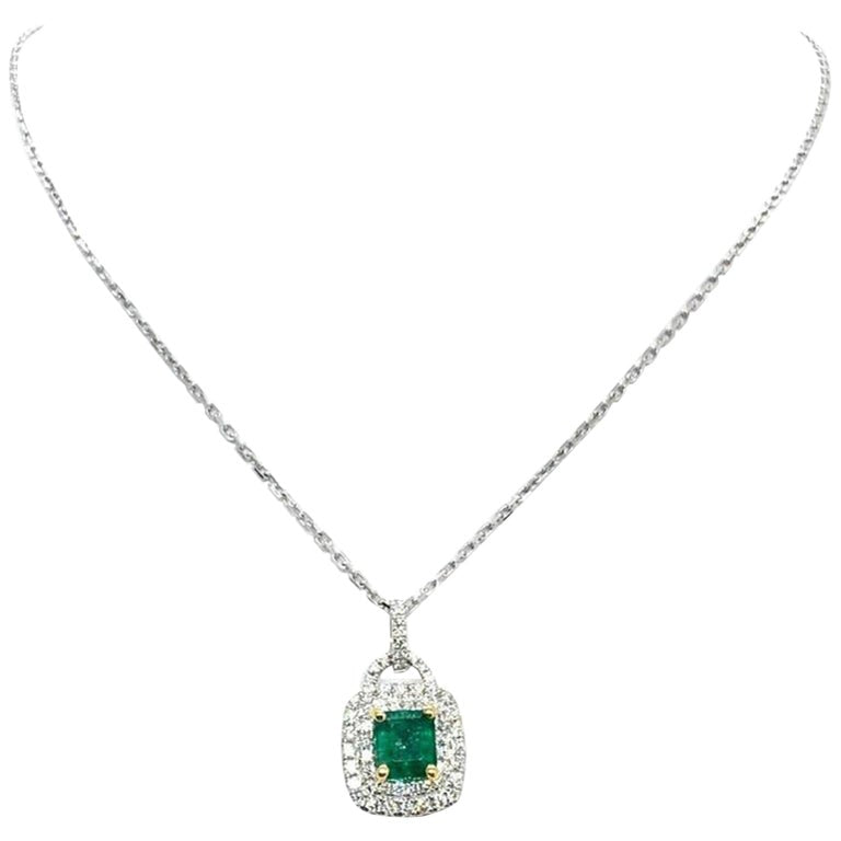Diamond Emerald Necklace 18k Gold 1.95T CW Italy Certified $3,950 920739 - Certified Estate Jewelry