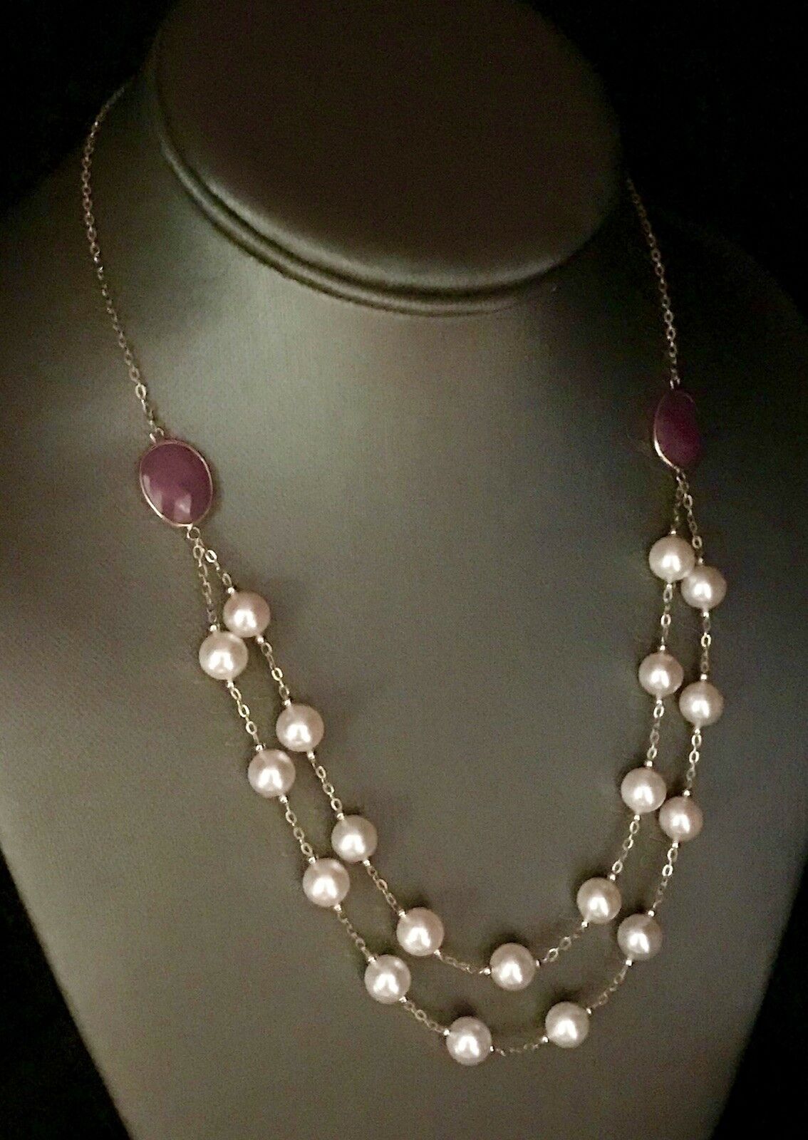 Akoya Pearl Ruby Necklace 14k Gold 7.80 mm 19 3/4" Certified $2,450 820424 - Certified Fine Jewelry
