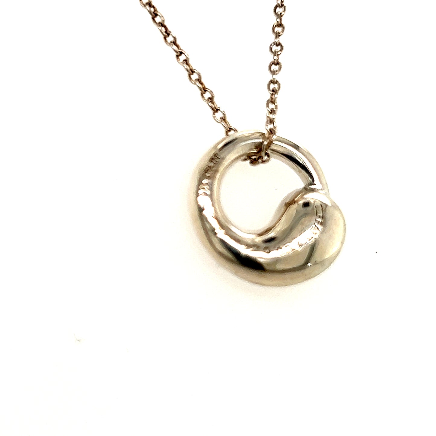 Tiffany & Co Estate Swirl Pendant Silver Necklace 16" By Elsa Peretti TIF226 - Certified Estate Jewelry