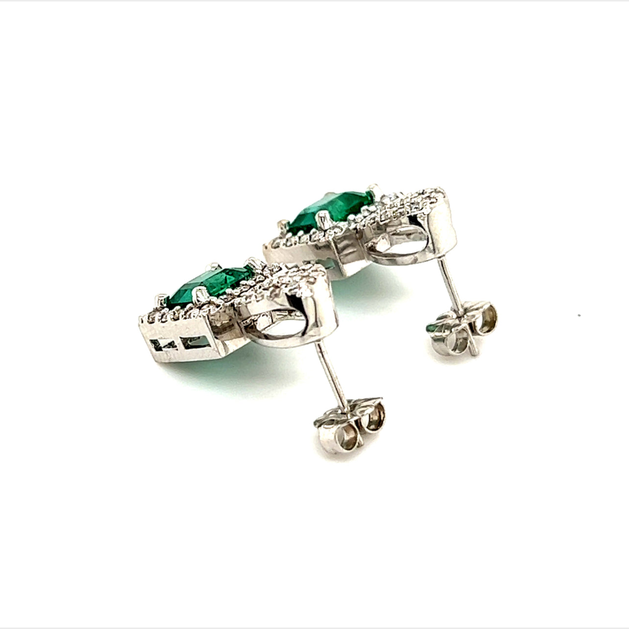 Emerald Diamond Stud Earrings